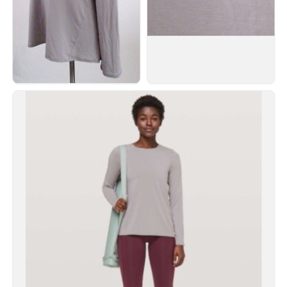 lululemon athletica Light Gray Long-Sleeve Crewneck Top